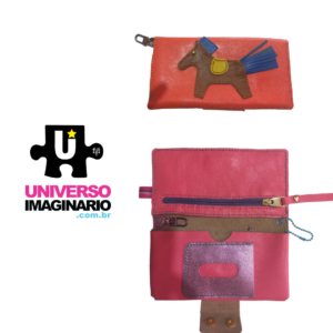 Carteira Unicornio Rosa couro