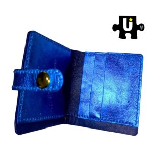 Carteira Azul Metalizada couro